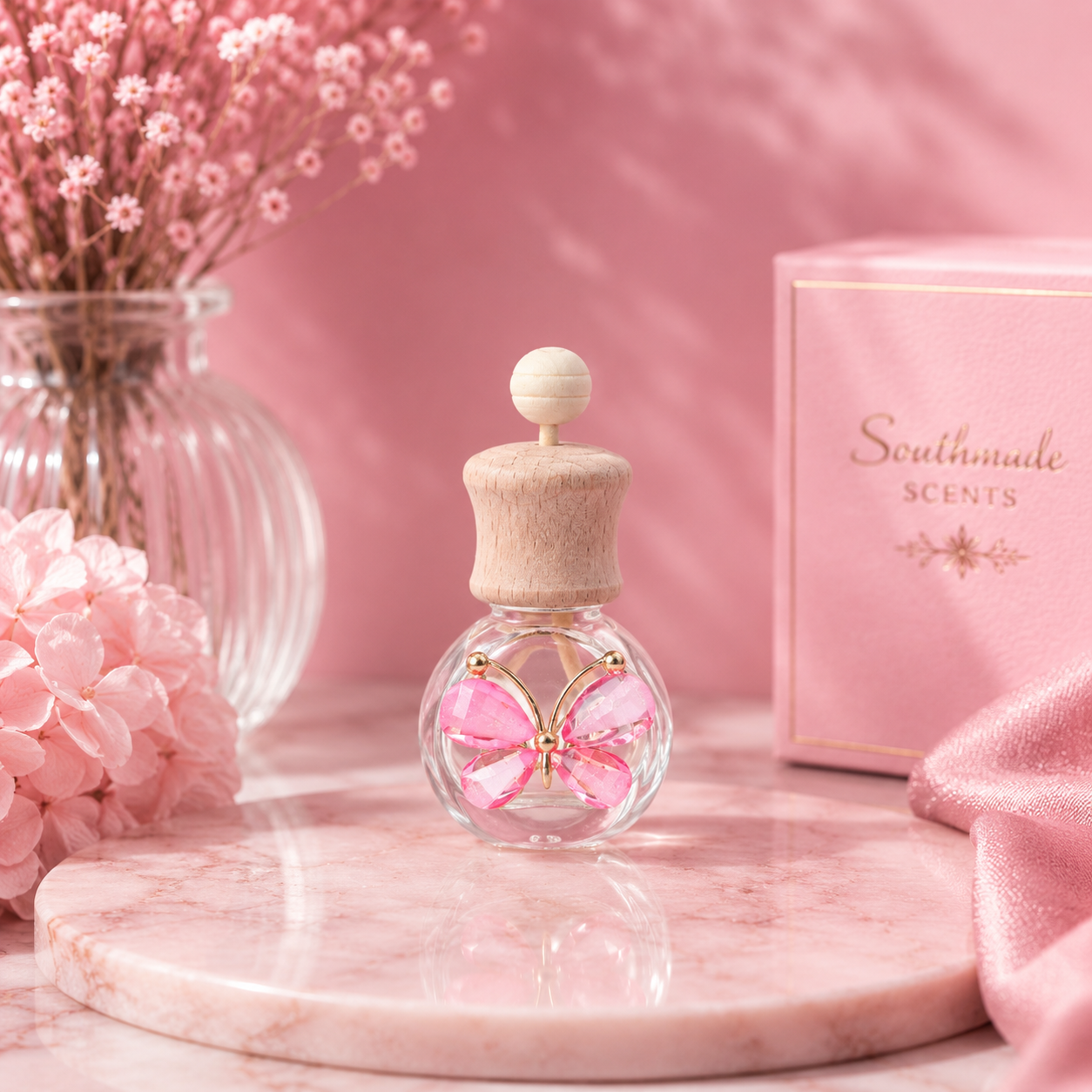Pink Butterfly Clip Car Diffuser