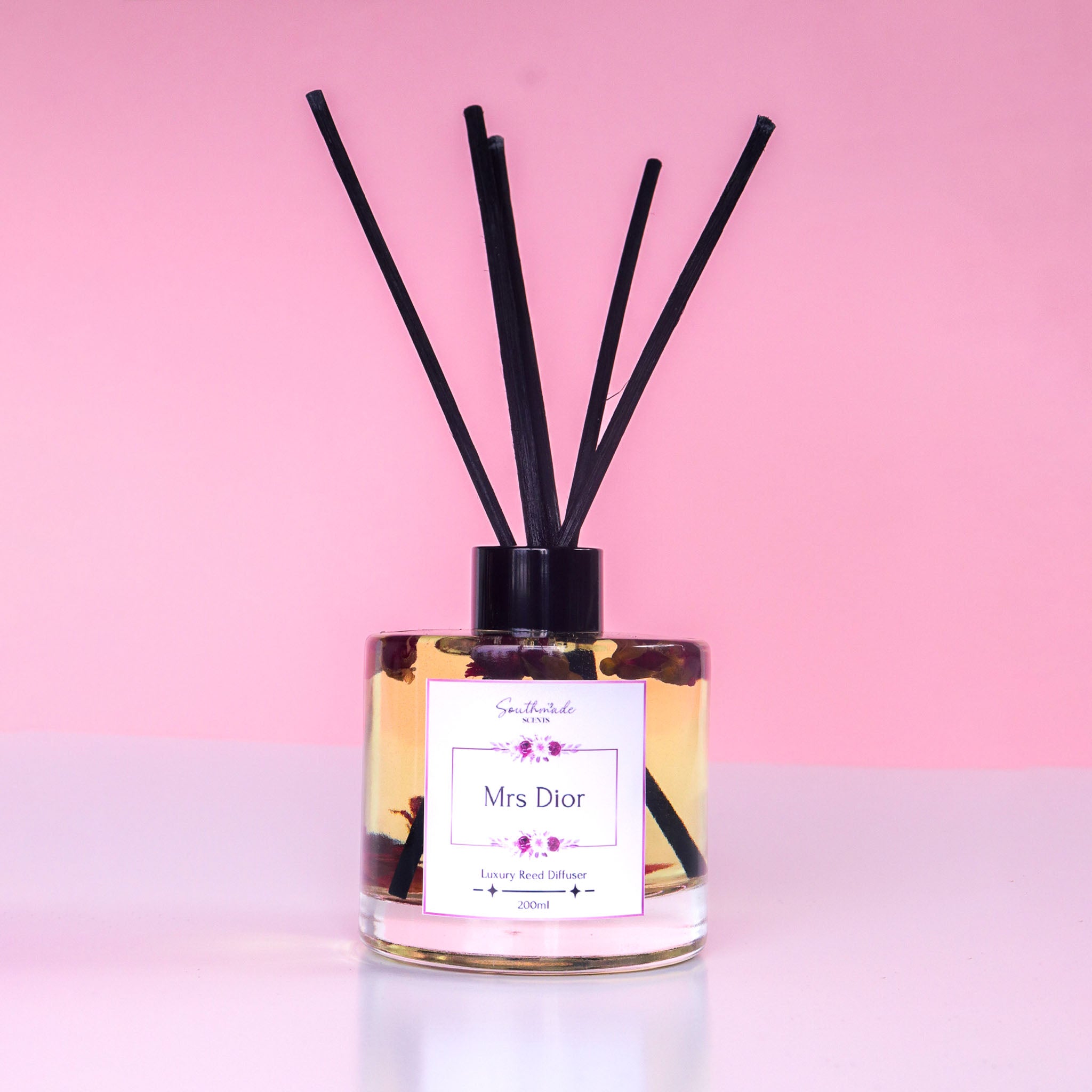 Rose Bud Infused Reed Diffuser with Black Collar (200ml) – Southmade Scents