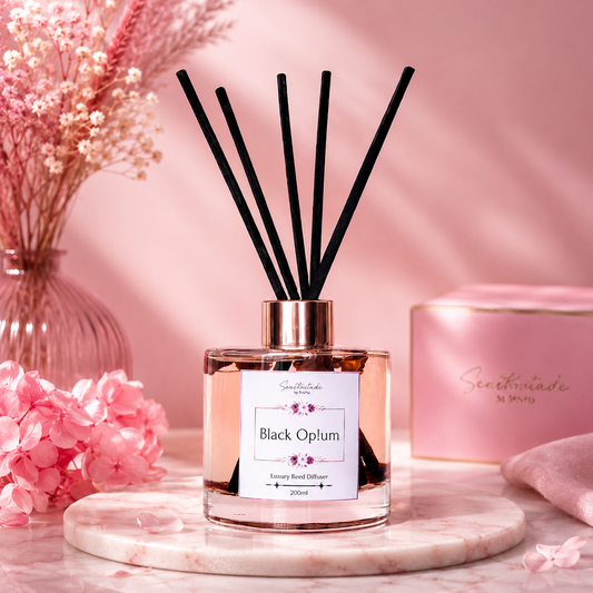 Rose Bud Infused Reed Diffuser with Black Collar (200ml)